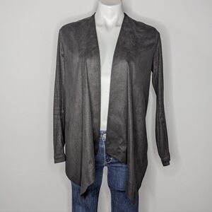 The Kooples black faux suede long sleeve open cardigan 34